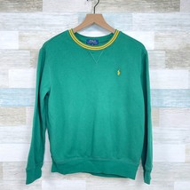 POLO Ralph Lauren Tipped Collar Sweater Green Crewneck Boys Large 14 16 - £31.41 GBP