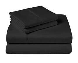 Lavish Touch 100% Combed Cotton 500TC 4 Pieces Queen Bed Sheet Set - Flat Sheet, - £38.05 GBP