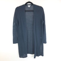 J. Jill Navy Long Sleeve Knit Open Front Linen Blend Cardigan Sweater Si... - $19.24