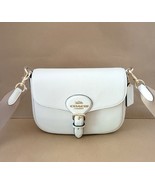 Coach CP107 LUX Pebbled Leather Amelia Saddle Bag Crossbody Handbag Chalk - €165,16 EUR
