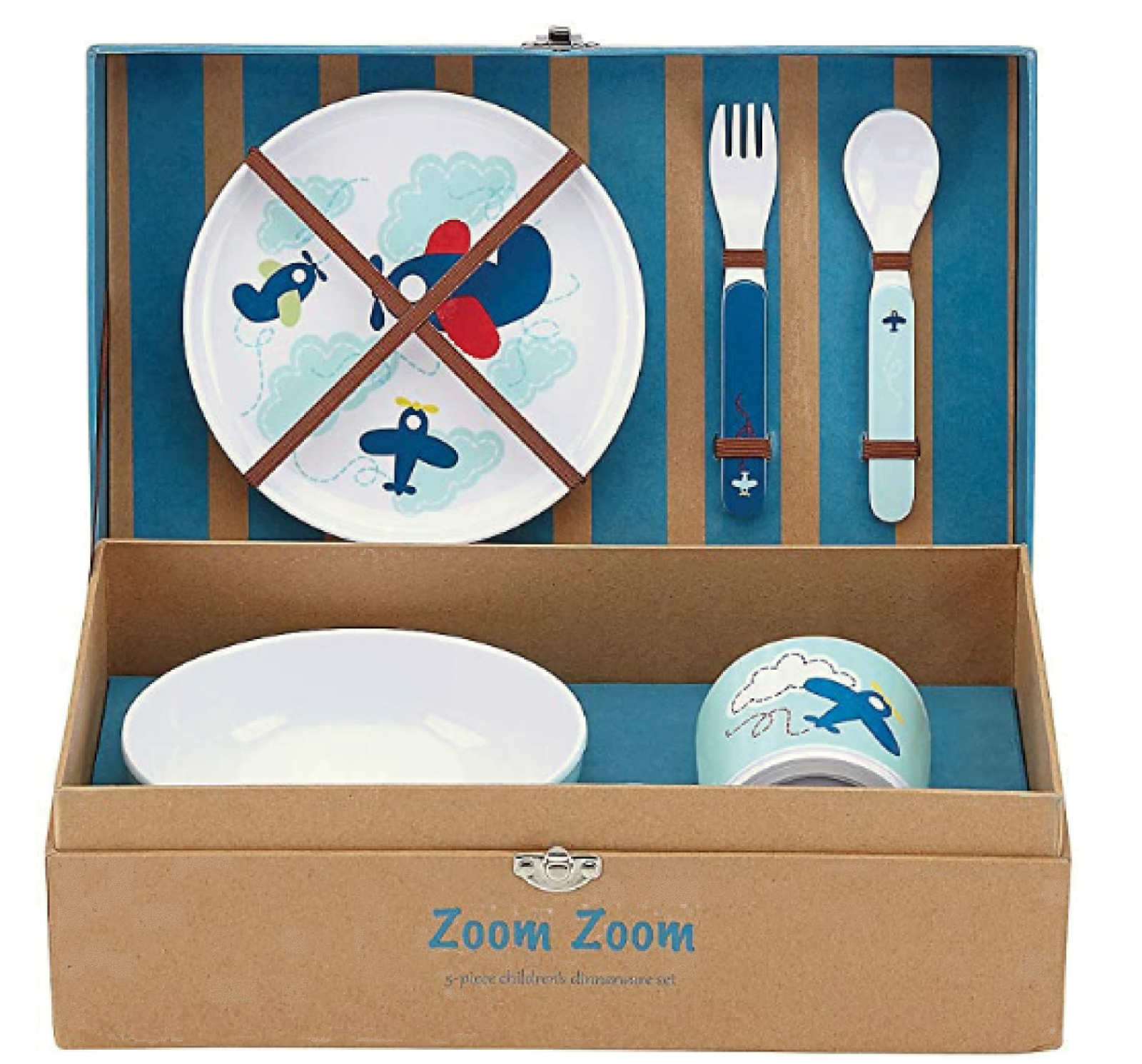 Reed & Barton Airplane Child's Dinnerware Set 5 PC Melamine Zoom Zoom Gift NEW - $68.31