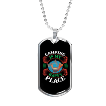 Camper Necklace My Happy Place is Camping Necklace Stainless Steel or 18k Gold  - £37.84 GBP+