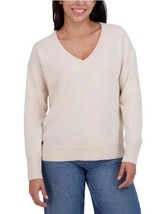 Lucky Brand Womens Sweater Cream V-Neck Long Sleeves Soft Drop Shoulder - $808.74 MXN