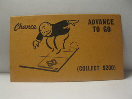 1952 Monopoly Popular Ed. Board Game Piece: Chance Card - Advance To Go - £0.78 GBP