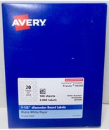 Avery 94506 Labels~1.5” Round Labels -2000- White~PrestaLaser/ Inkjet~10... - $28.49