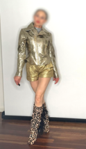 GLAM Rock Luxury Gold Leather Bike Jacket, WHAM ! Make offer welcome - €1.570,38 EUR