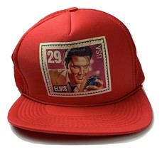 VTG Elvis Presley Baseball Cap US Stamp Hat Red Snapback Red - £10.99 GBP