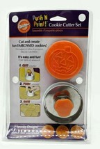 Halloween 3 Spooky Push 'n Print Cookie Cutter Set Wilton Pumpkin Ghost - £7.71 GBP