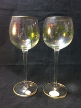 Antico Theresienthal Art Nouveau Dipinta/Smaltato Alto Vino Vetro Set Di 2 - £184.85 GBP