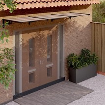 vidaXL Black Polycarbonate Door Canopy 90x358cm | Waterproof & UV-Protected - $4,297.43 MXN