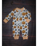 NEW Boutique Halloween Pumpkin &amp; Spiders Baby Girls Boys Romper Pajamas ... - $11.99