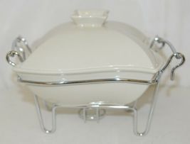 Godinger 6322 Siena One Quart Covered Porcelain Baker With Serving Rack image 2