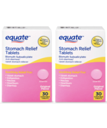 2PK Equate Stomach Relief Bismuth Subsalicylate 60 Chewable Tablets SAME... - £11.79 GBP