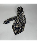 Zylos George Machado Men&#39;s Necktie Tie Geometric Blue Silk Vintage Abstract - $18.00