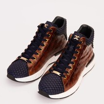 The Caesars Brown & Navy Leather High-Top Men Sneaker image 7