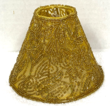 Golden Beaded Leaves Motif Net Mesh Lamp Shade Unused 5 1/4" Wide - $9.41