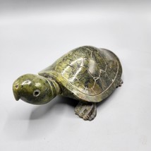 Soapstone Turtle Figurine Hand Carved 7&quot; Semi-Precious Stone Sculpture Vtg - £53.97 GBP