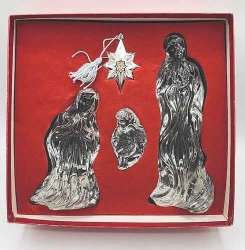 Primary image for 1999 Lenox Millennium Nativity Gift Set Crystal Four Piece in Box U196