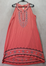 Style&amp;co. Boho Dress Women&#39;s Large Coral Embroidered Sleeveless V Neck P... - $23.05