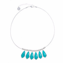 Liz Claiborne Women&#39;s Blue Drop Collar Necklace Silver Tone 17 Inch NEW - $16.01