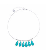 Liz Claiborne Women&#39;s Blue Drop Collar Necklace Silver Tone 17 Inch NEW - $23.64 CAD
