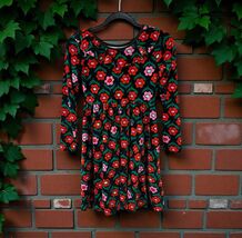 Hannna Anderson Girls Dress Size 100 long sleeve flowers red pink black EUC - $38.97 CAD