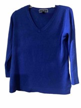 Karen Scott  sweater blue   v-neck 3/4 sleeves women  M - £15.65 GBP