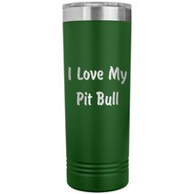Love My Pit Bull v4-22oz Insulated Skinny Tumbler - Green - £26.37 GBP