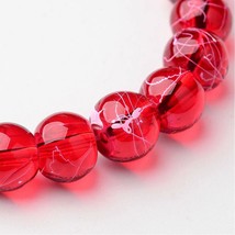 50 Graffiti Glass Beads 8mm Red Christmas Bulk Jewelry Supplies Speckled White - £5.59 GBP