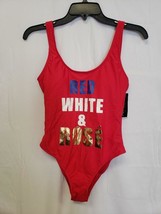 California Waves Womens One Piece Swim Suit Size S Red White Rose - $18.81