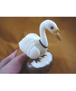 (TNE-BIR-GO-296A) white Goose or Swan TAGUA NUT palm figurine carving ge... - $26.61