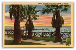 Yacht Harbor Santa Monica California CA UNP Unused Linen Postcard O19 - £3.70 GBP