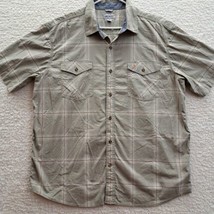 Carhartt Shirt Mens 2XL Beige Brown Short Sleeve Relaxed Fit Plaid Butto... - $18.33