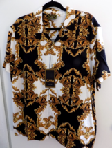 NEW CASA MODA Couture Baroque Gold Italian Designer Style Men Shirt Size L - $51.42
