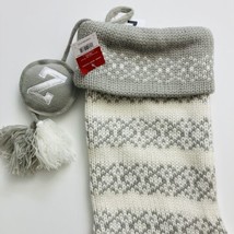 Wondershop Knit Fair Isle White Gray 19&quot; Christmas Stocking Monogram Initial Z - £8.66 GBP