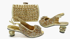 High Quality African Style Ladies Shoes And Bags Set Latest gold Italian Shoes A - £113.38 GBP