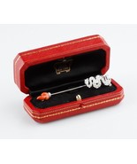 Cartier 18k White Gold Dragon Jabot Pin w/ Diamond Emerald &amp; Coral TDW =... - $14,355.00