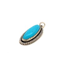 Vtg Signed Sterling Wheeler Manufacturing Oval Turquoise Stone Cabochon Pendant - £29.58 GBP