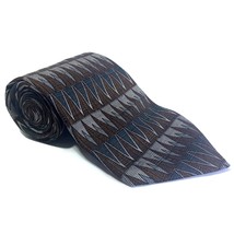 Cellini Linea Uomo Mens Silk Necktie 58&quot; Tie Brown Black  Arrow Design C... - £15.73 GBP