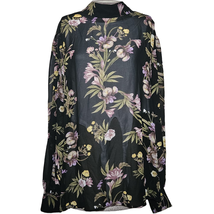 Black Floral Sheer Blouse Size XXL - £14.83 GBP