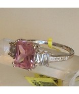TGW 3.17 cts Pink Octagon Cut CZ, White Topaz Sterling Silver Ring Size 9 - $34.27 CAD