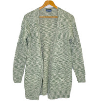 ModCloth Cardigan Sweater Women&#39;s size XS L/S Open Front Green White Marled Knit - £21.49 GBP