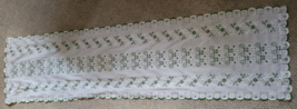 Green And White Table Runner 53"x14" Scallop Dining Room Table Mantle De... - $10.99
