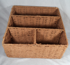 Vtg Large Natural Wicker Desk Organizer Basket Letter Mail Stationery Ho... - $15.79