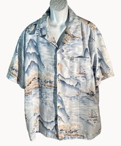 ROUNDY BAY Men&#39;s Short Sleeve Button Down Polyester Shirt Blue XXL - $13.54