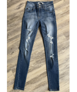 KanCan High Rise Skinny Jeans Distressed Double Button Waist Size 25x29.5 - £14.38 GBP
