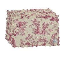 Tablewear Toile Placemats Set of 8 Marsha Blanke Pink Red Cream New Old ... - $40.00