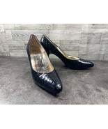 Bruno Magli Heels Women 9AA Shoes Blue Black Leather Croc Print Comfort ... - $51.36 CAD