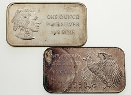 1972 Madison Mint 1 oz Silver Art Bar Lot of 2 (Majestic Eagle, Indian) - $145.66