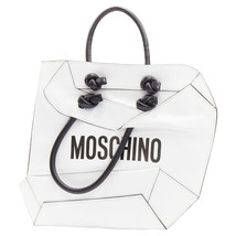 Moschino Couture Optical 2D Flat Shopping Tote Leather Clutch Bag Women One Size - $477.85